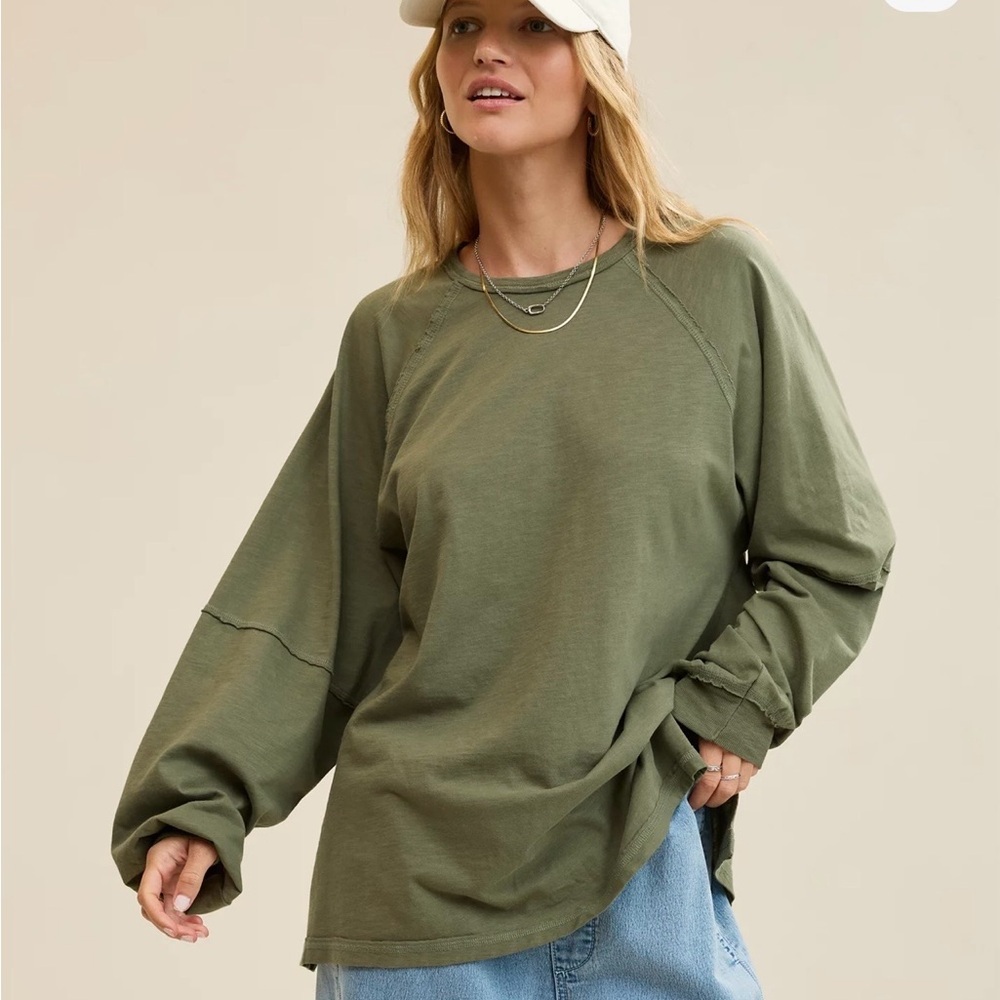Aerie Lone Sleeve Oversized Boyfriend Cotton Tee Size Medium